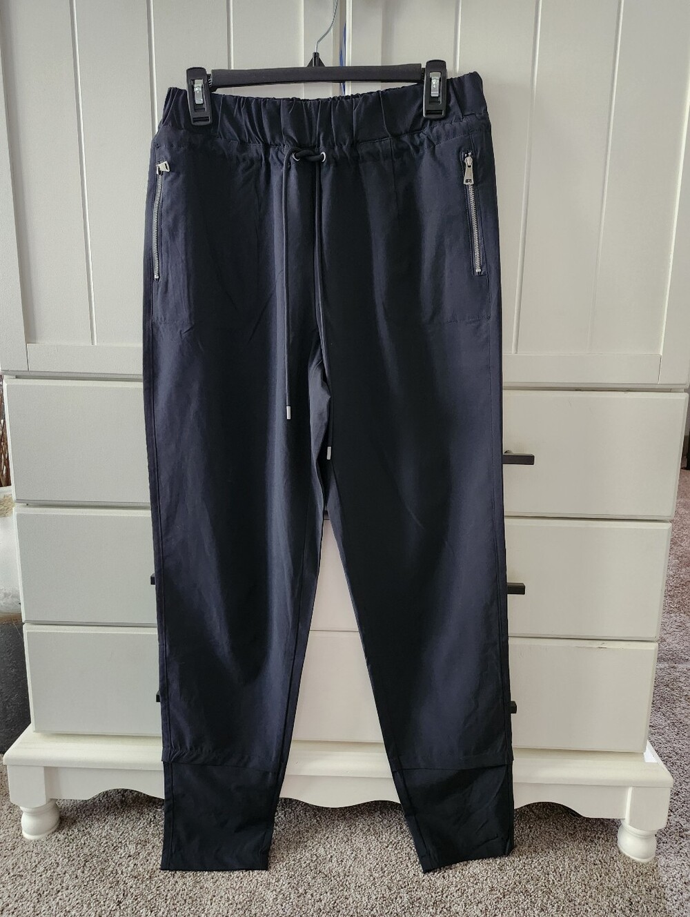 Womens Black  Drawstring Jogger/wind Pants with Pockets Sz S